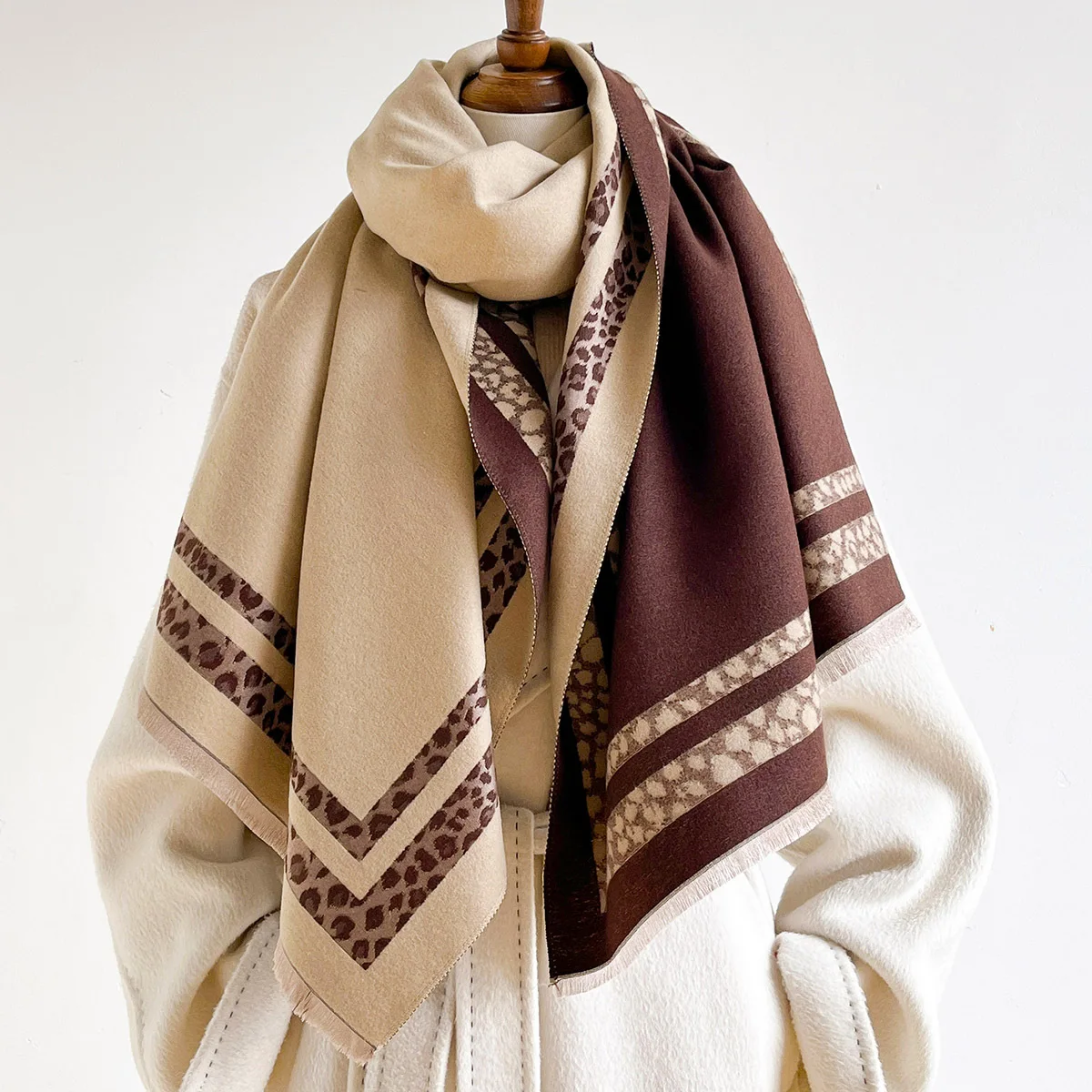 Cashmere Scarf - Зимний двусторонний теплый большой шарф-накидка для