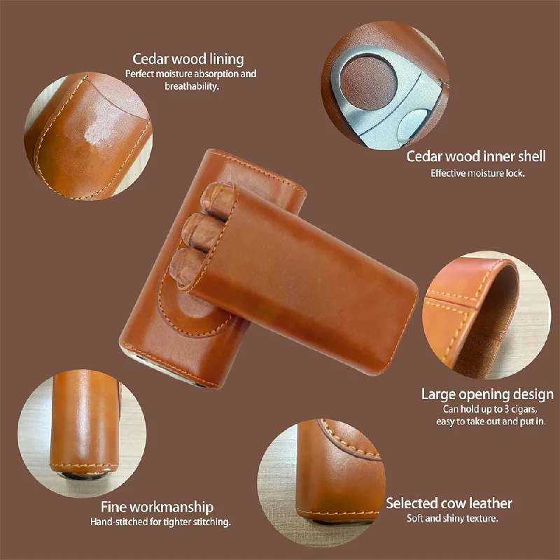 Кожаный чехол на три пальца с  – обзор и цена Premium Cigar Case