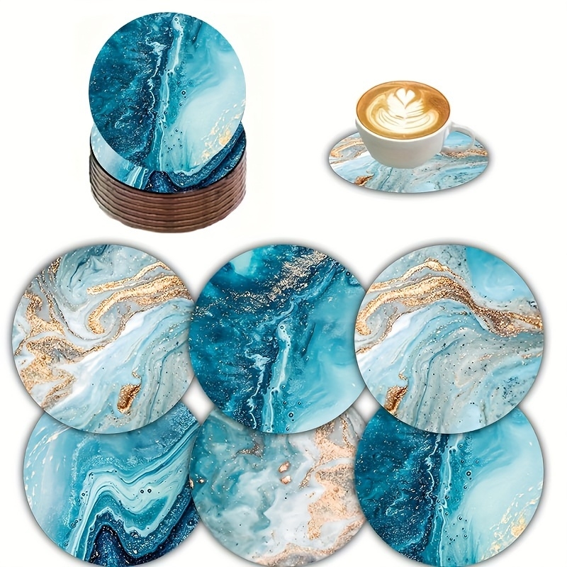 Набор из 6 круглых деревянных  – обзор и цена Marble Coaster Set